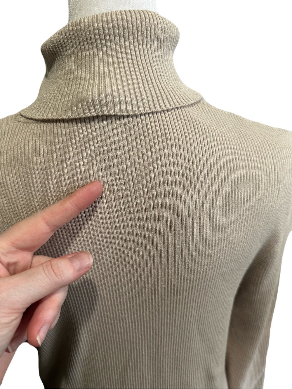 CHICOS Ribbed Turtleneck in Cool Beige - Picture 3 of 4